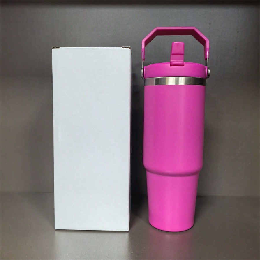 25 PACK 30oz Sublimation Blanks Tumbler With Handle And Straw Lid