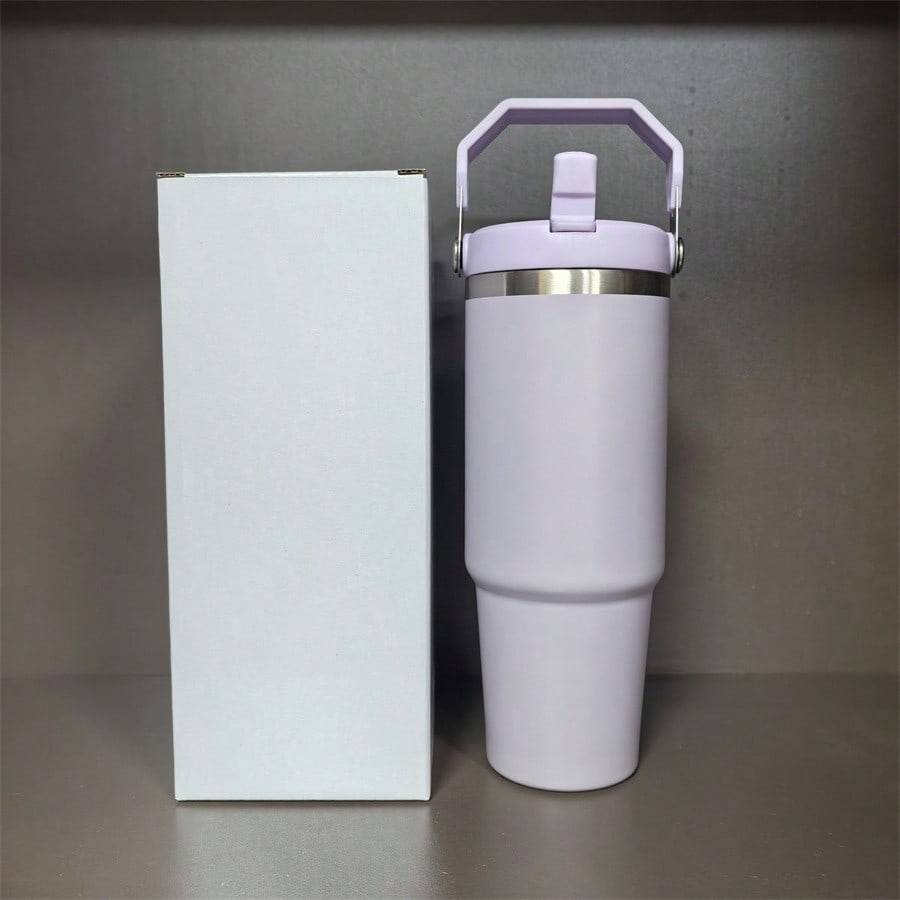 25 PACK 30oz Sublimation Blanks Tumbler With Handle And Straw Lid