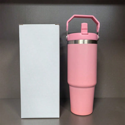 25 PACK 30oz Sublimation Blanks Tumbler With Handle And Straw Lid