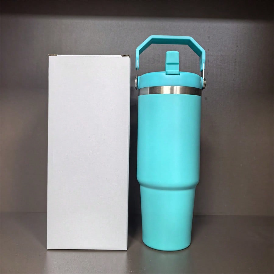 25 PACK 30oz Sublimation Blanks Tumbler With Handle And Straw Lid