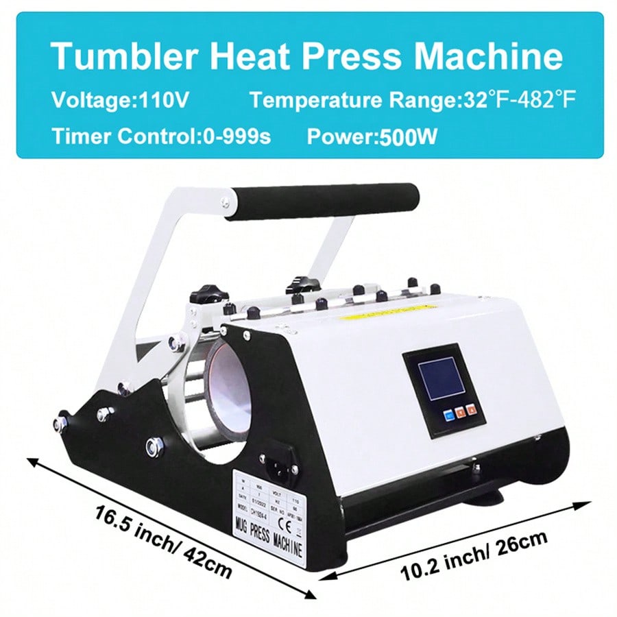 30oz Tumbler Heat Press Machine For 20oz 30oz Sublimation Blanks Skinny Straight Tumblers (500W, 110V, US Plug )