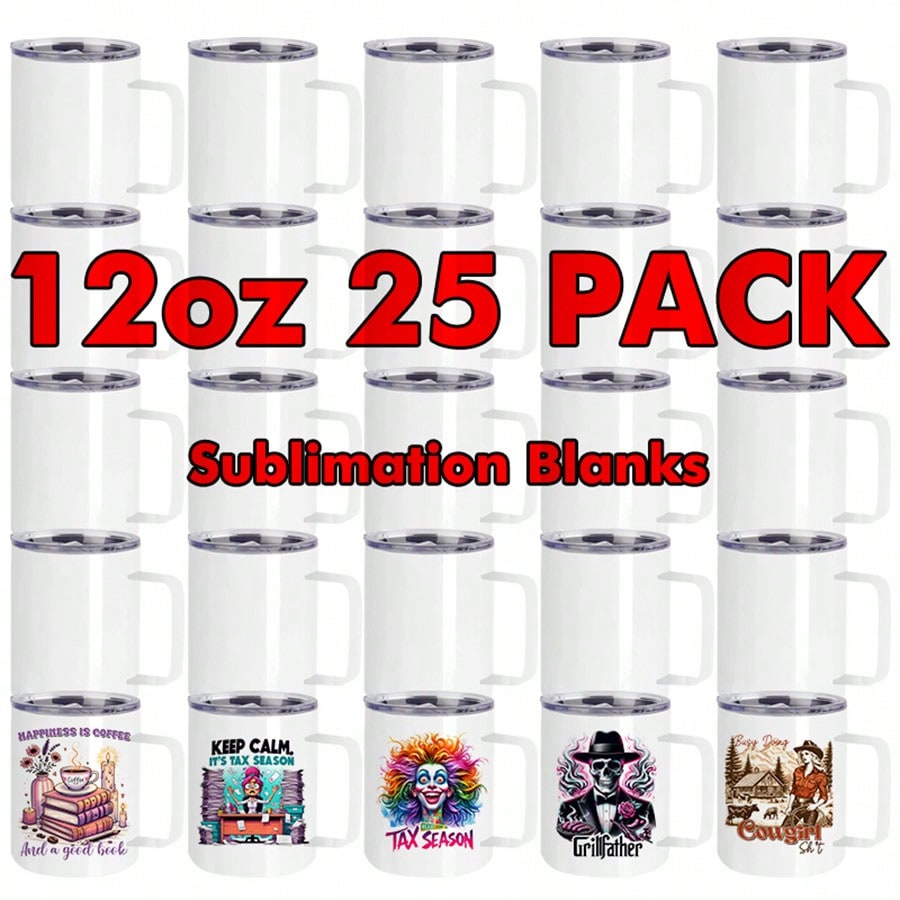 25 PACK 12oz Sublimation Coffee Mug With Handle