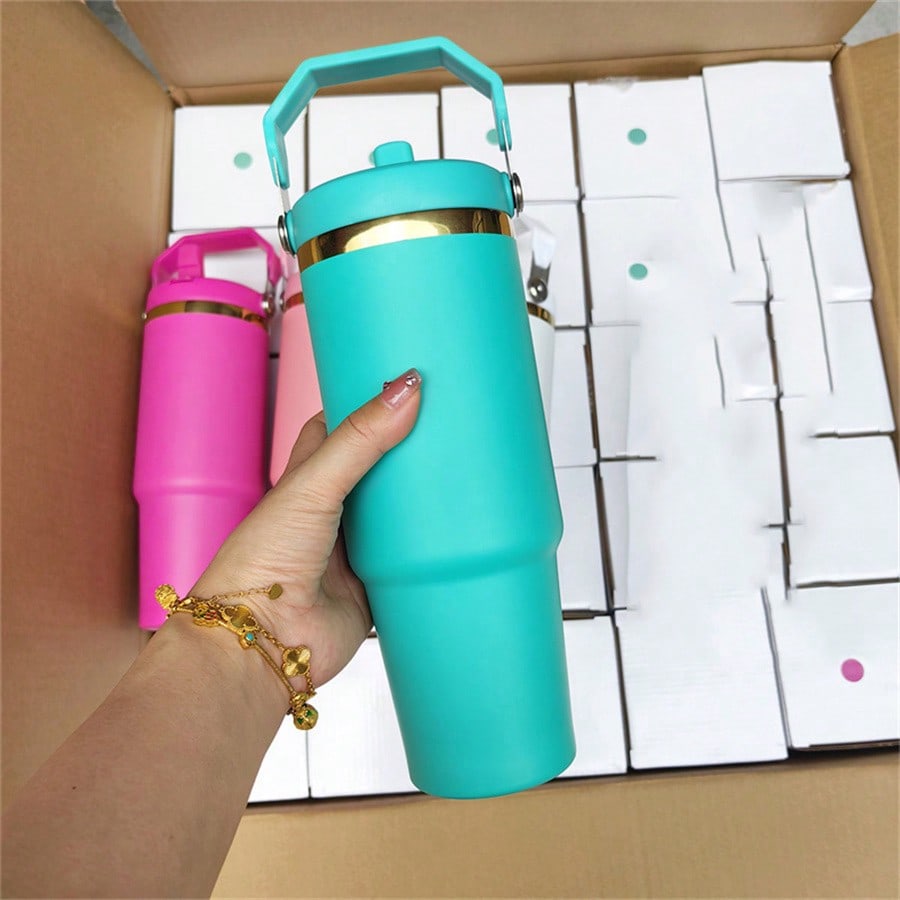 25 PACK 30oz Gold Plated Tumbler With Handle