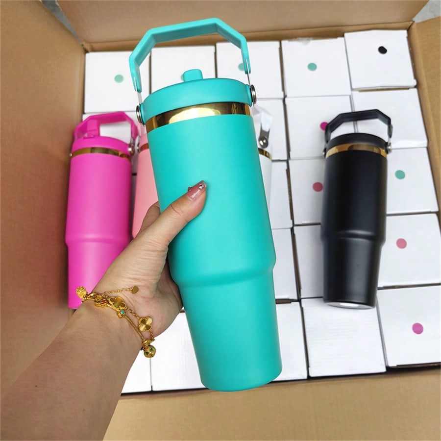 25 PACK 30oz Gold Plated Tumbler With Handle